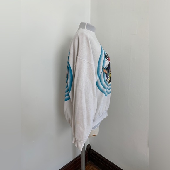 VTG 90s Looney Tunes Double Side Crewneck Sweater Sweatshirt bullseye oversized - Picture 17 of 17